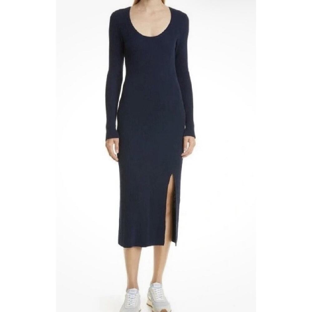 Rag & Bone Sunny Ribbed Midi Dress Blue Size M - Picture 4 of 4